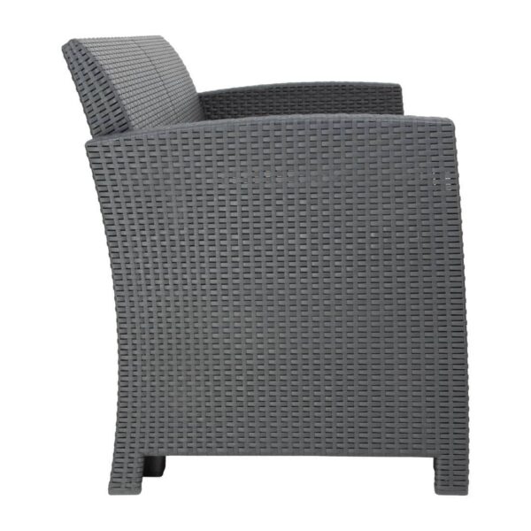 Bolero PP Armchair and Table Wicker Set Grey - Image 4