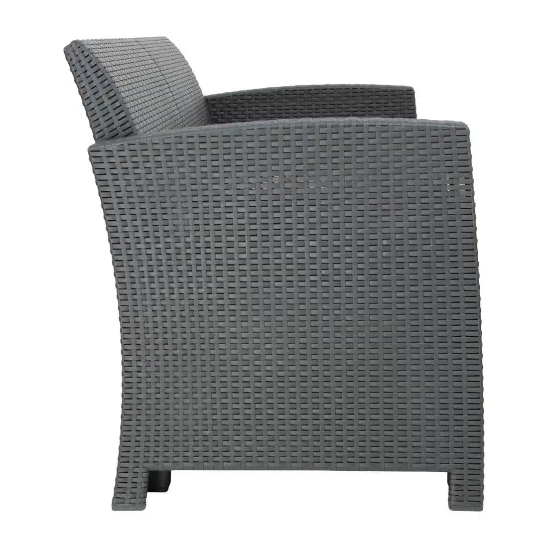 Bolero PP Armchair and Table Wicker Set Grey - Image 3