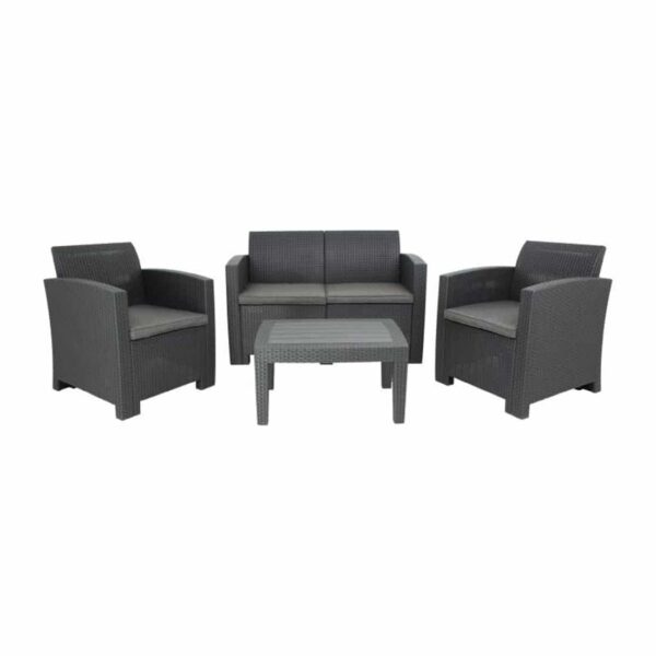 Bolero PP Armchair and Table Wicker Set Grey - Image 6