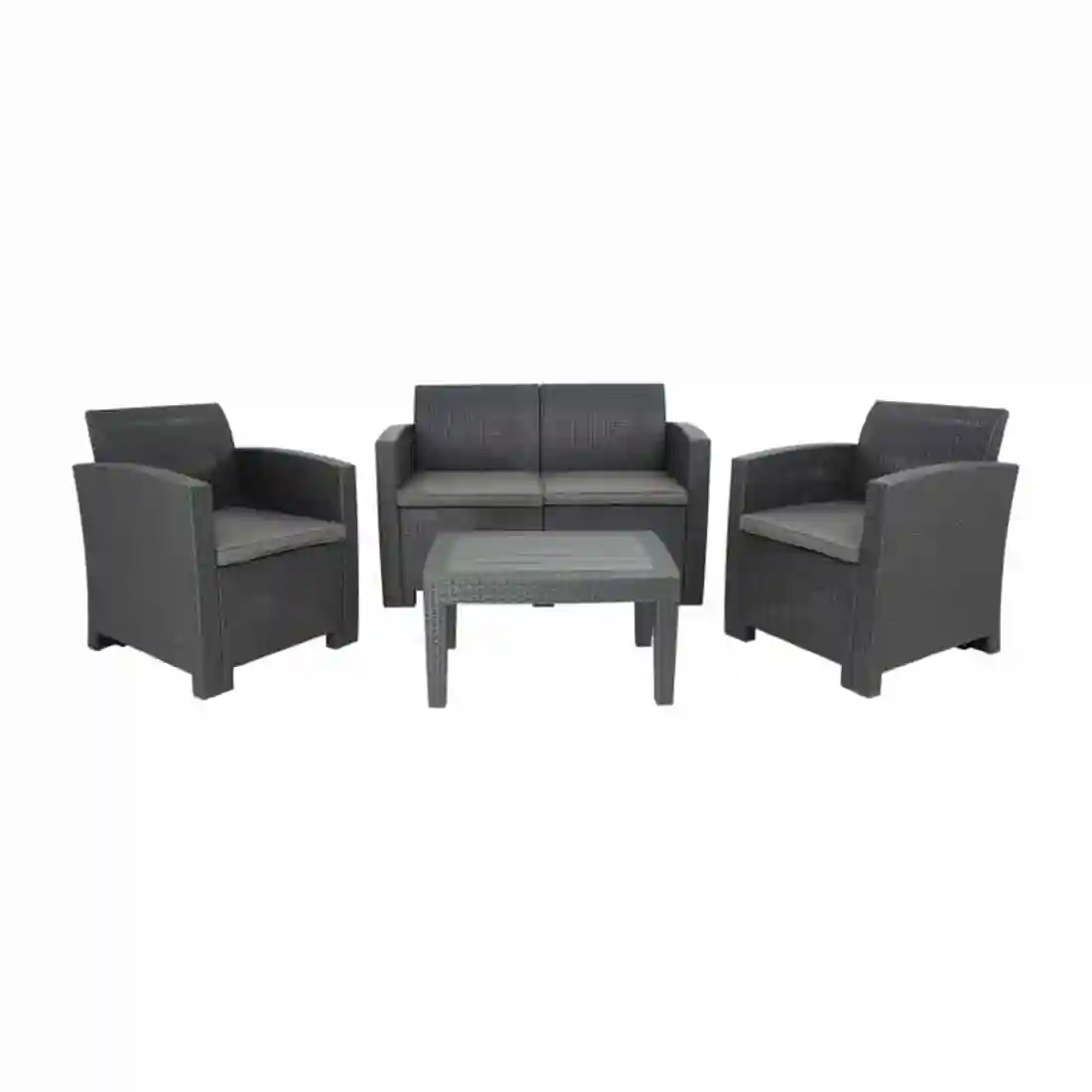 Bolero PP Armchair and Table Wicker Set Grey - Image 5