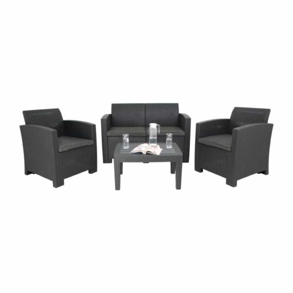 Bolero PP Armchair and Table Wicker Set Grey - Image 7