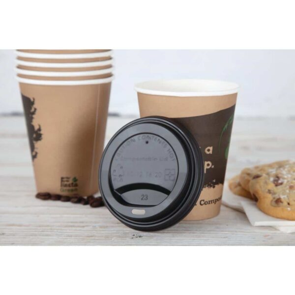 Fiesta Compostable Coffee Cup Lids 340ml / 12oz (Pack of 1000) - Image 3