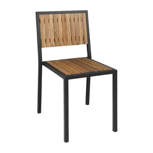 Bolero Steel & Acacia Side Chairs (Pack of 4) - Image 1