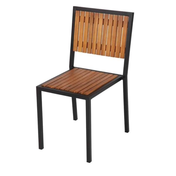 Bolero Steel & Acacia Side Chairs (Pack of 4) - Image 3