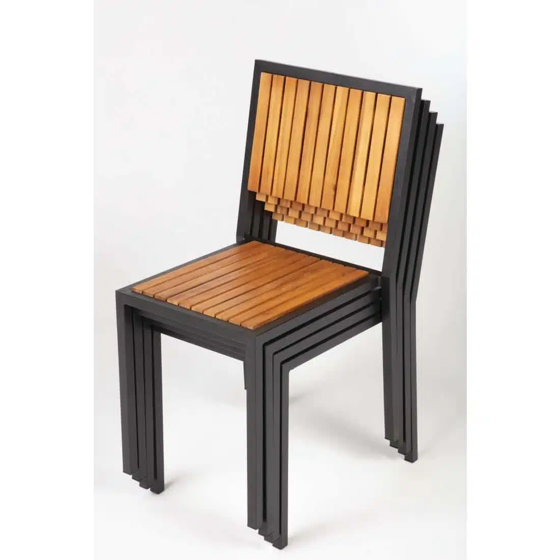 Bolero Steel & Acacia Side Chairs (Pack of 4) - Image 12