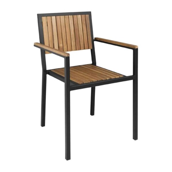 Bolero Steel & Acacia Armchair (Pack of 4) - Image 3