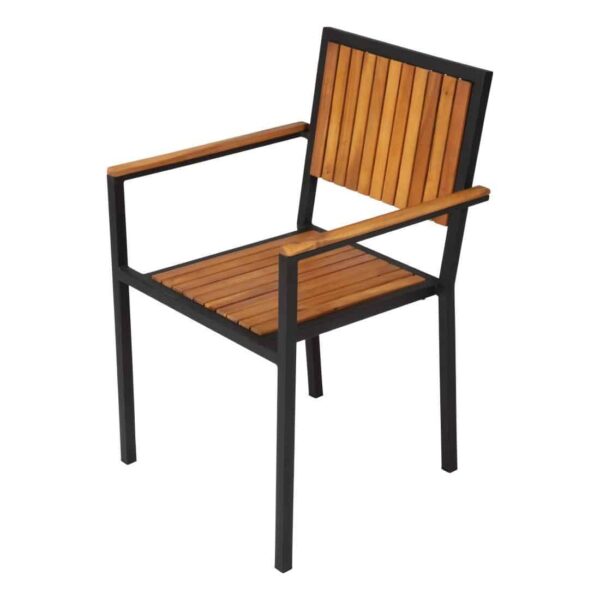 Bolero Steel & Acacia Armchair (Pack of 4) - Image 5