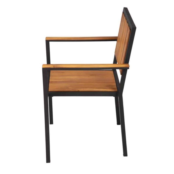 Bolero Steel & Acacia Armchair (Pack of 4) - Image 6