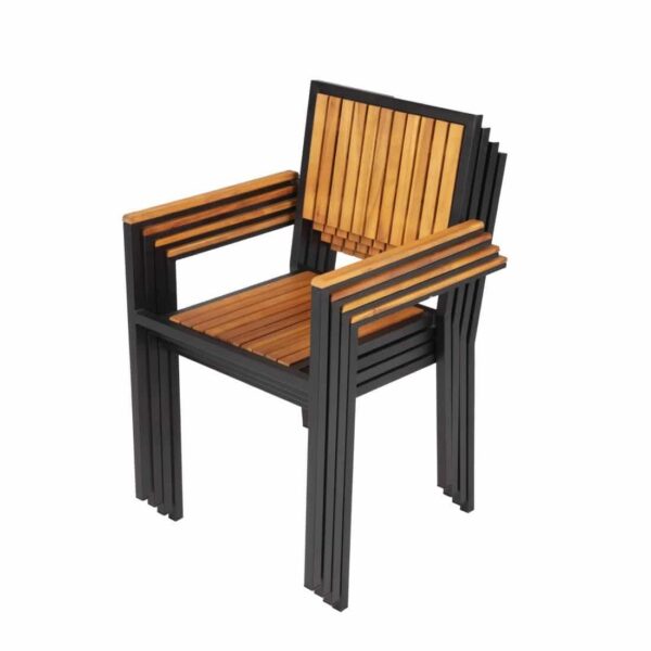 Bolero Steel & Acacia Armchair (Pack of 4) - Image 12