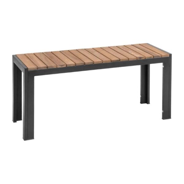 Bolero Rectangular Steel and Acacia Benches 1000mm (Pack of 2) - Image 2