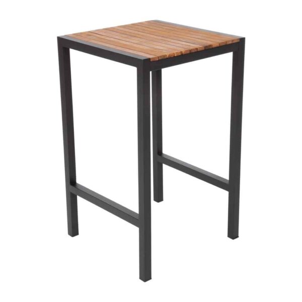 Bolero Square Steel and Acacia Bar Table 600mm - Image 3