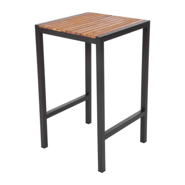 Bolero Square Steel and Acacia Bar Table 600mm - Image 4