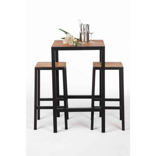 Bolero Square Steel and Acacia Bar Table 600mm - Image 9