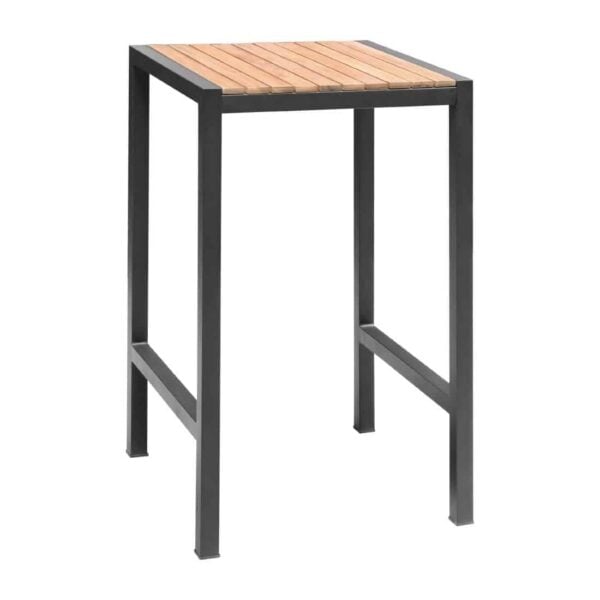 Bolero Square Steel and Acacia Bar Table 600mm - Image 12