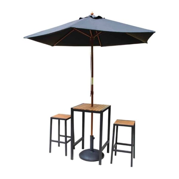 Bolero Black Steel & Acacia Wood Bar Stools (Pack of 2) - Image 8