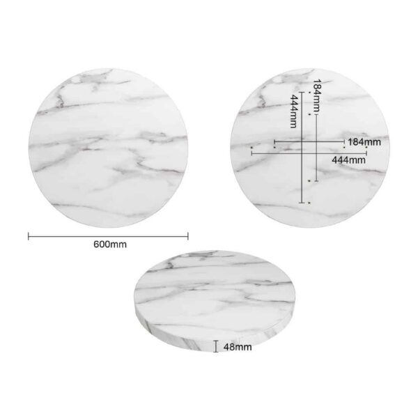 Bolero Pre-drilled Round Table Top Marble Effect 600mm - Image 5