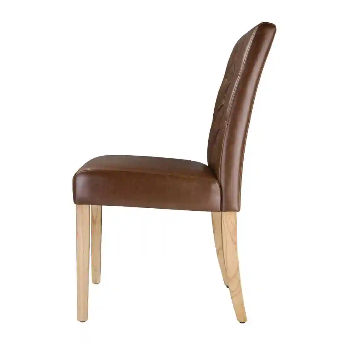Bolero Chiswick Button Dining Chairs Tan Leather (Pack of 2) - Image 2