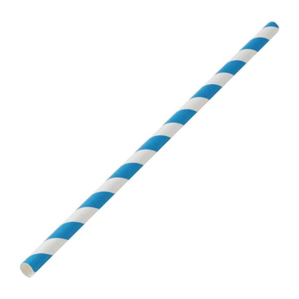 Utopia Biodegradable Paper Straws Blue Stripes (Pack of 250) - Image 2