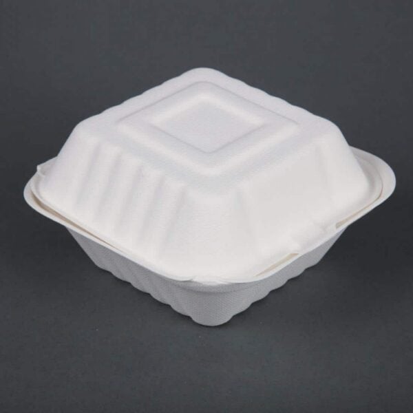Fiesta Compostable Bagasse Burger Boxes with Side Ridges 152mm (Pack of 500) - Image 3