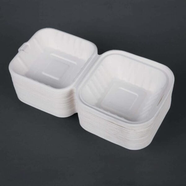 Fiesta Compostable Bagasse Burger Boxes with Side Ridges 152mm (Pack of 500) - Image 5