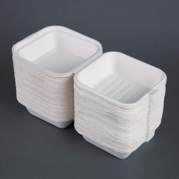 Fiesta Compostable Bagasse Burger Boxes with Bottom Ridges 153mm (Pack of 500) - Image 4