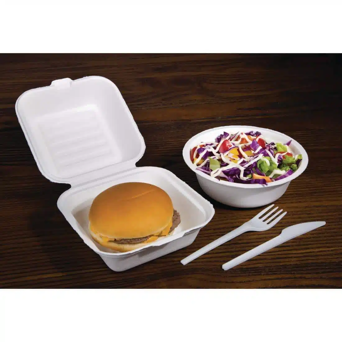 Fiesta Compostable Bagasse Burger Boxes with Bottom Ridges 153mm (Pack of 500) - Image 9