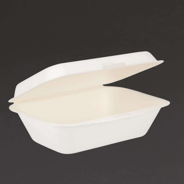 Fiesta Compostable Bagasse Hinged Food Containers 182mm - Image 2