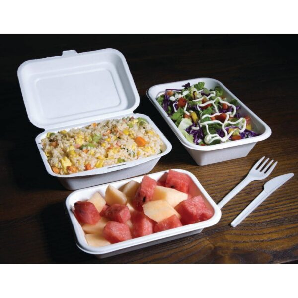 Fiesta Compostable Bagasse Hinged Food Containers 182mm - Image 6