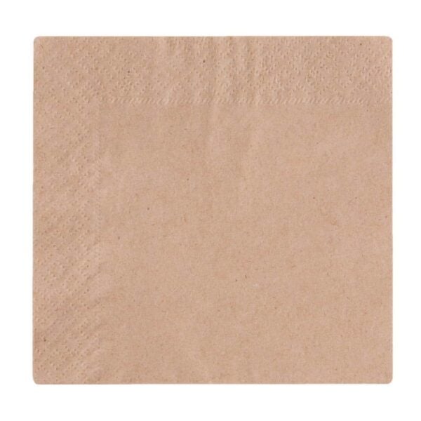 Vegware Recycled Cocktail Napkin Kraft 24x24cm 2ply 1/4 Fold (Pack of 4000) - Image 1