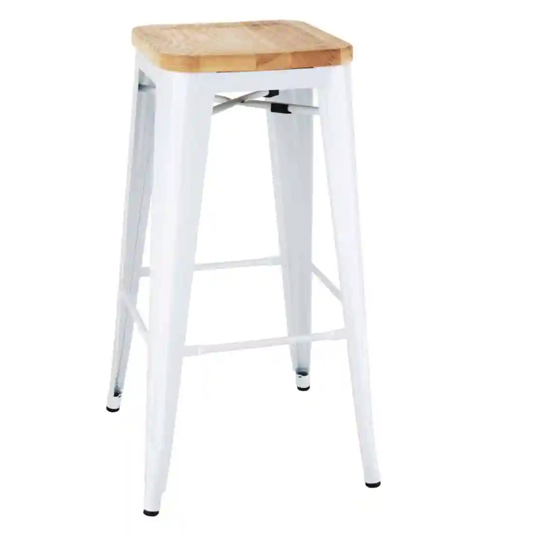 Bolero Bistro High Stools with Wooden Seatpad White (Pack of 4) - Image 1