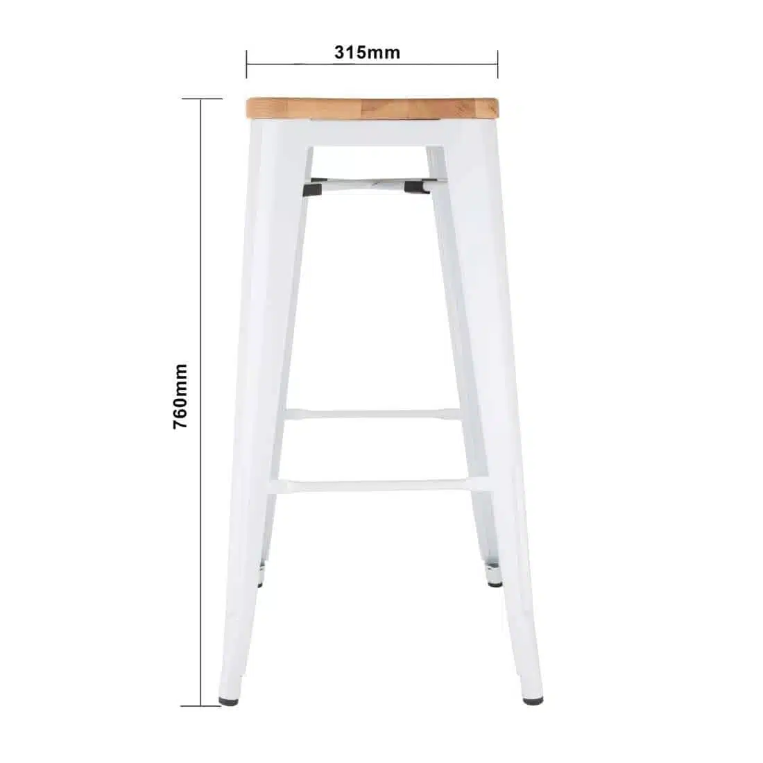 Bolero Bistro High Stools with Wooden Seatpad White (Pack of 4) - Image 6