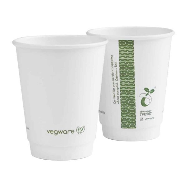 Vegware Hot Cup White Double Wall 8oz 79-Series (Pack of 500) - Image 2