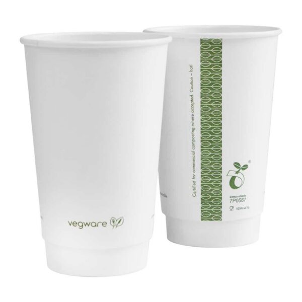 Vegware Hot Cup White Double Wall 16oz 89-Series (Pack of 400) - Image 2