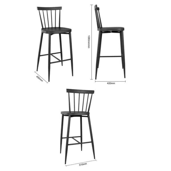 Bolero Windsor Aluminium Black High Stools (Pack of 2) - Image 7