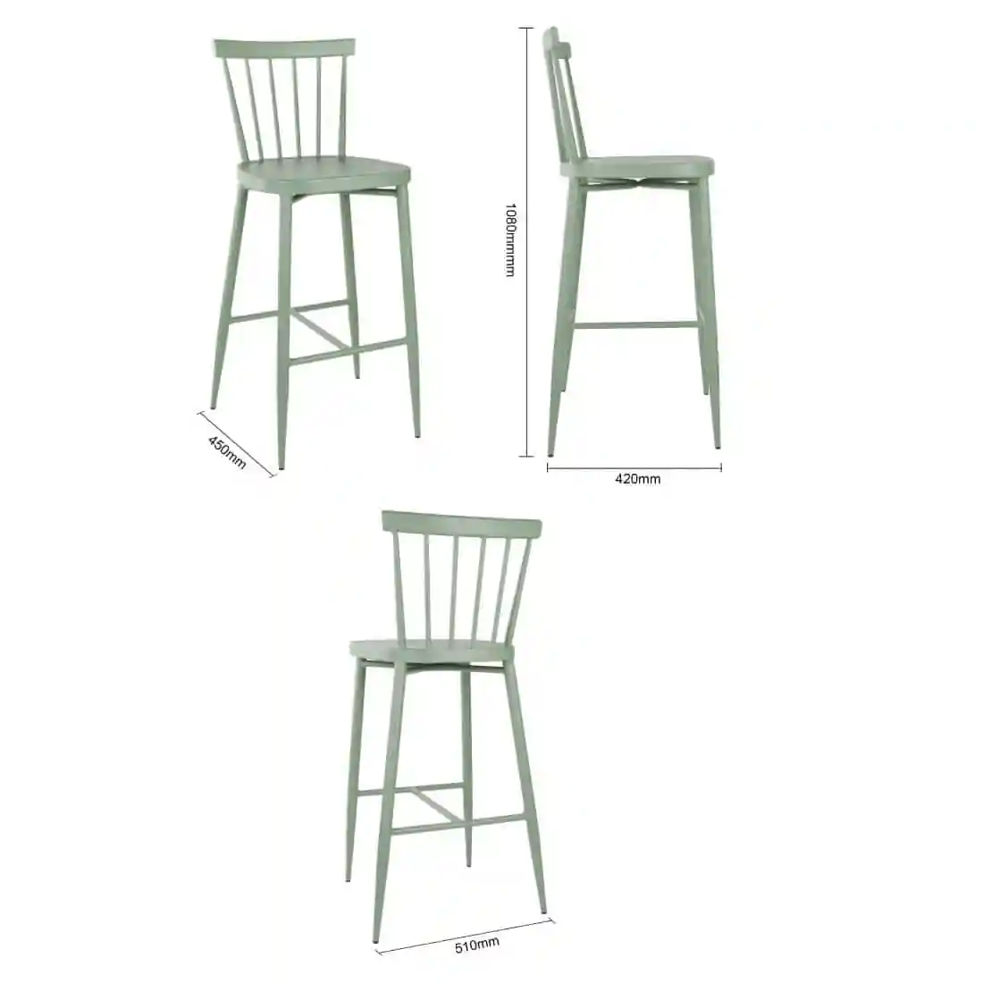 Bolero Windsor Aluminium Green High Stools (Pack of 2) - Image 6
