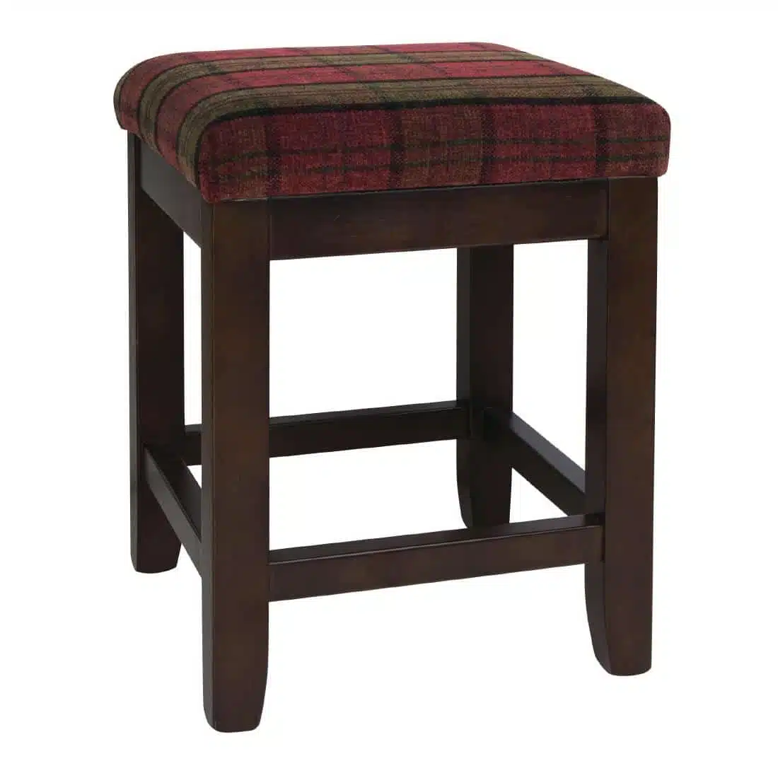 Bolero Dale Low Stools Claret Tartan (Pack of 2) - Image 1
