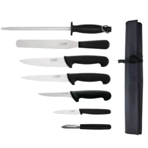 Hygiplas 7 Piece Starter Knife Set With 20cm Chef Knife and Roll Bag