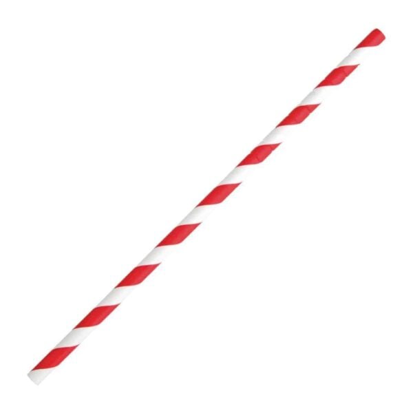 Fiesta Compostable Bendy Paper Straws Red Stripes (Pack of 250) - Image 2