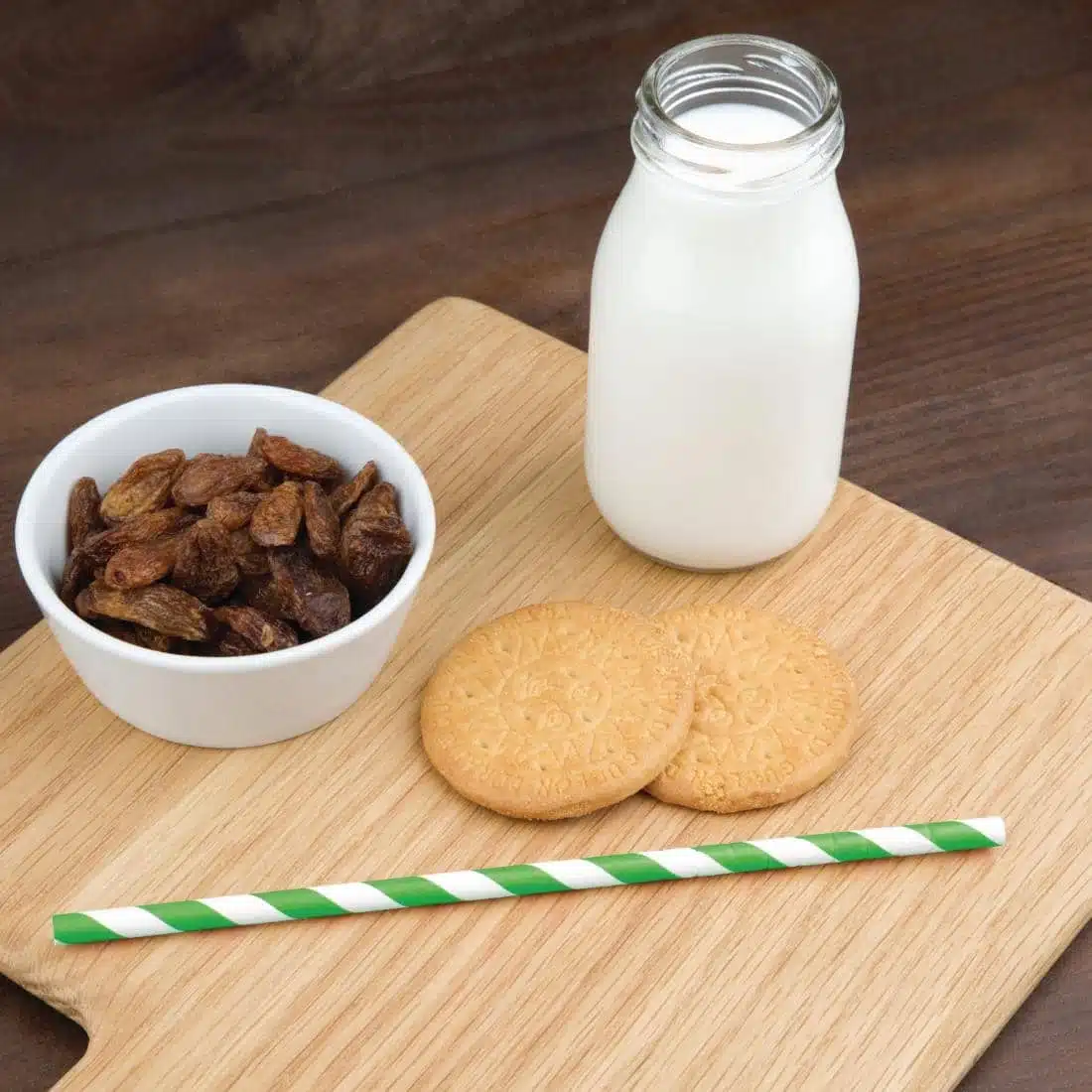 Fiesta Compostable Bendy Paper Straws Green Stripes (Pack of 250) - Image 5