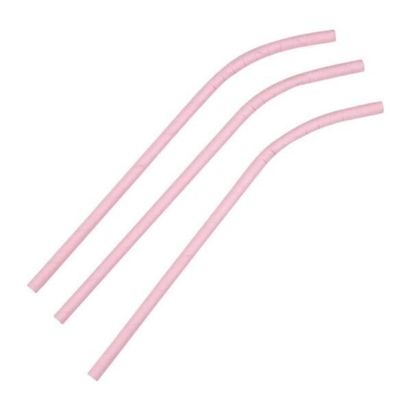 Fiesta Compostable Bendy Paper Straws Pink (Pack of 250) - Image 3