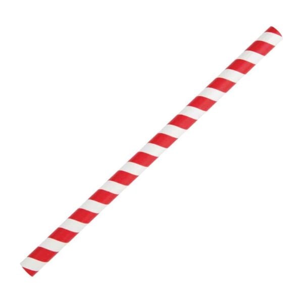 Fiesta Compostable Paper Smoothie Straws Red Stripes (Pack of 250) - Image 2