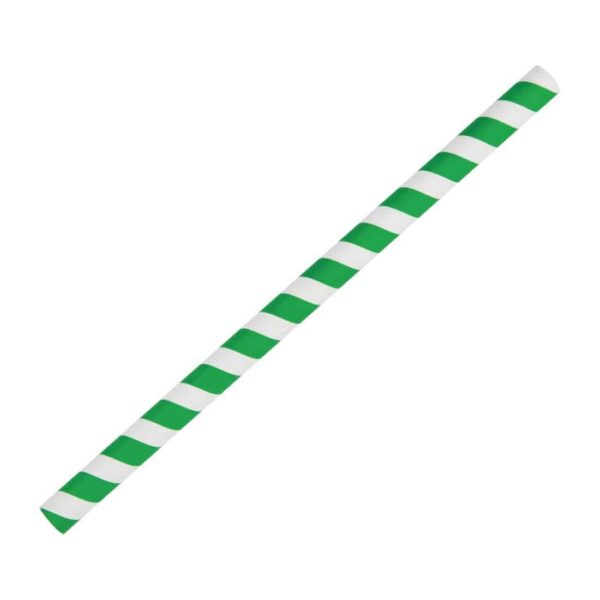 Fiesta Compostable Paper Smoothie Straws Green Stripes (Pack of 250) - Image 2