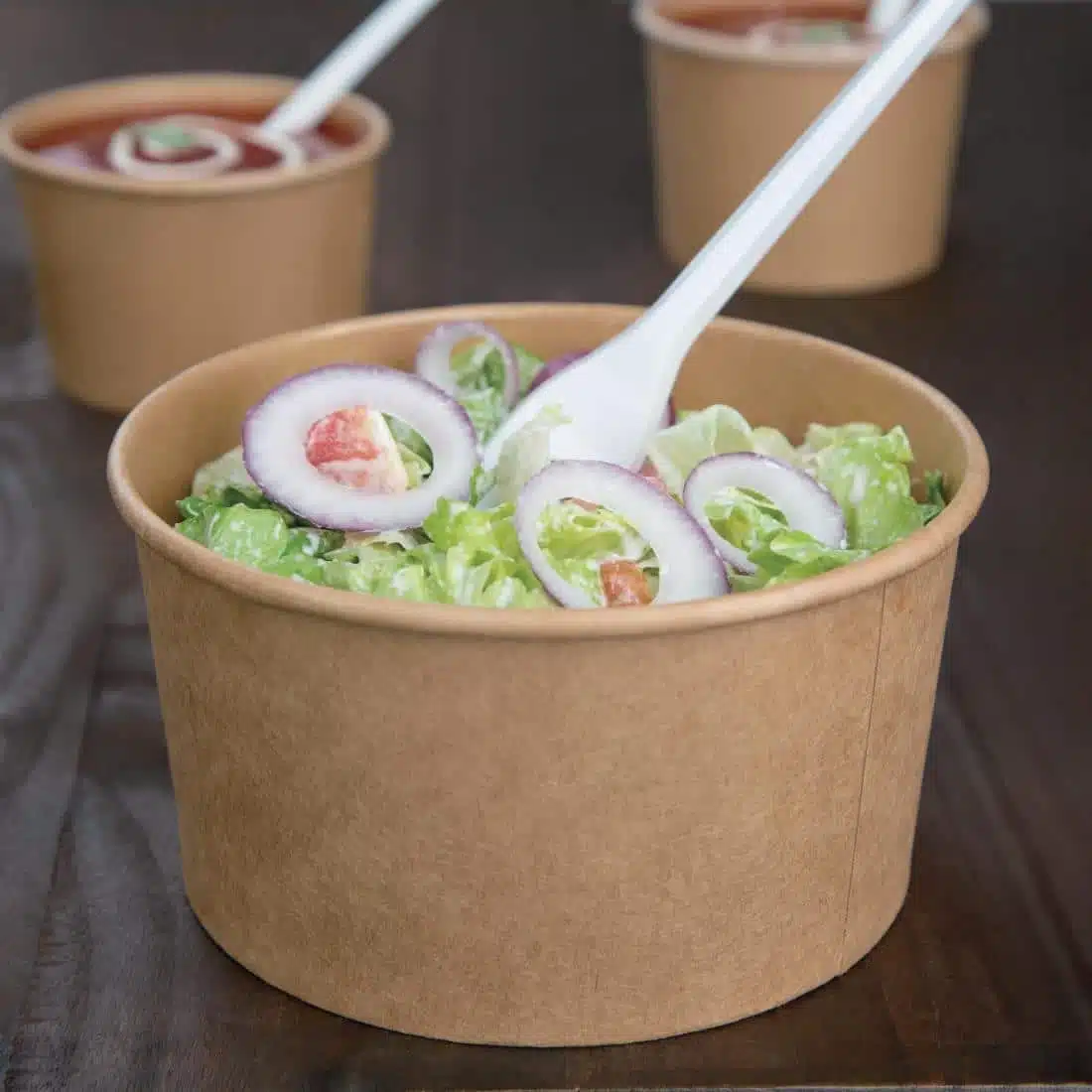 Fiesta Compostable Round Kraft Salad Bowls 1000ml / 35oz (Pack of 300) - Image 6