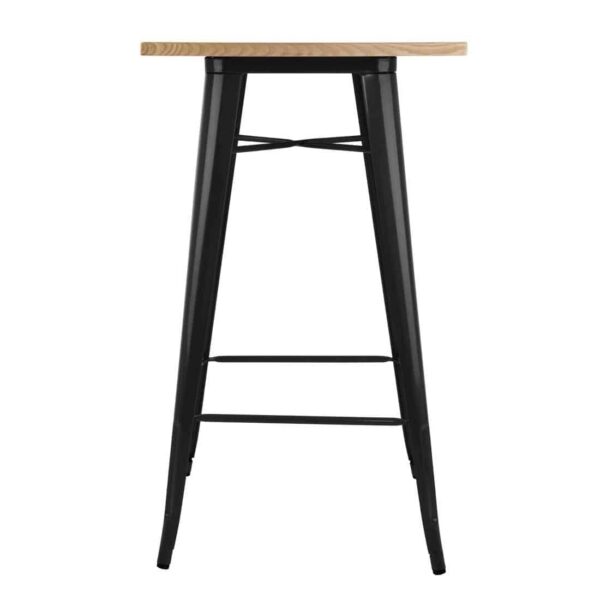 Bolero Bistro Bar Table with Wooden Top Black - Image 2