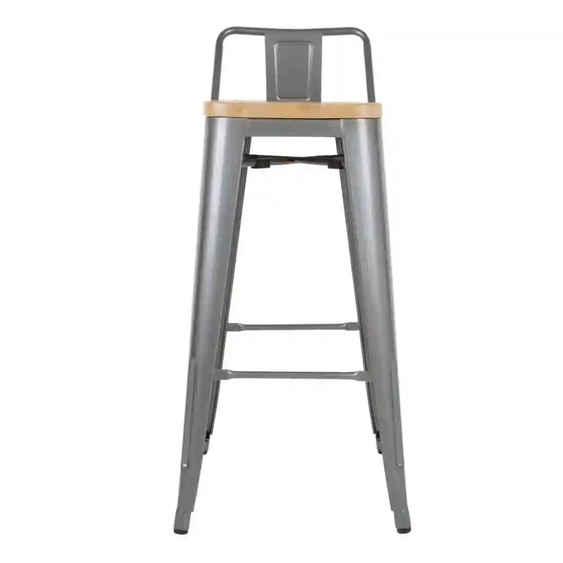 Bolero Bistro Backrest High Stools with Wooden Seat Pad Gun Metal (Pack of 4) - Image 2