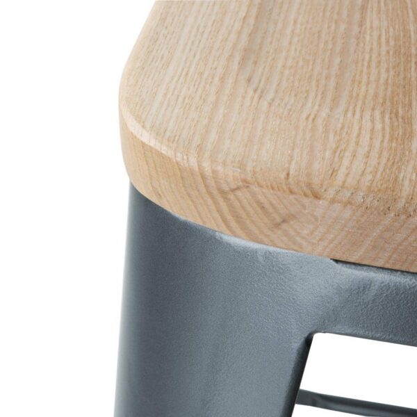 Bolero Bistro Backrest High Stools with Wooden Seat Pad Gun Metal (Pack of 4) - Image 4