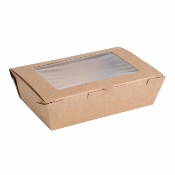 Fiesta Compostable Salad Boxes with PLA Windows 700ml (Pack of 200) - Image 2