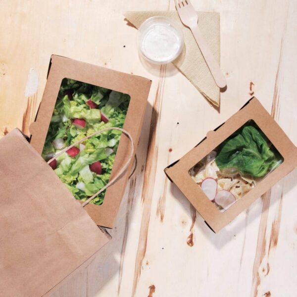 Fiesta Compostable Salad Boxes with PLA Windows 700ml (Pack of 200) - Image 6