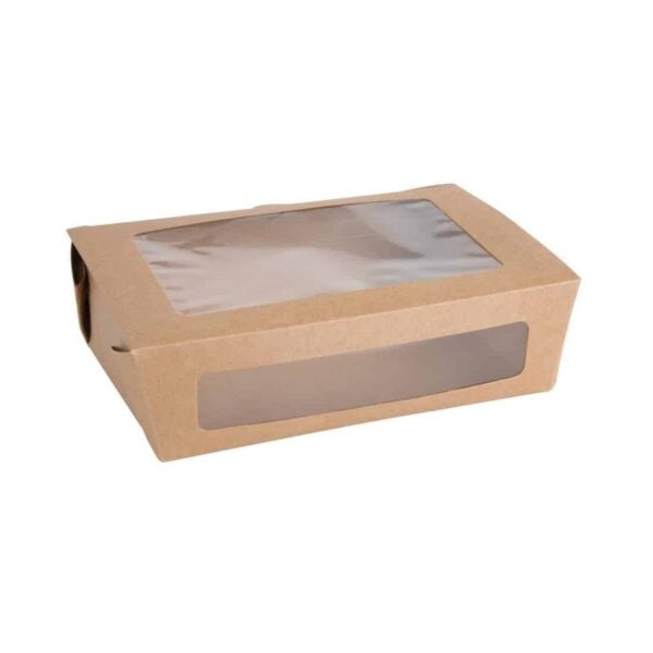 Fiesta Compostable Salad Boxes with PLA Windows 1600ml (Pack of 200) - Image 2