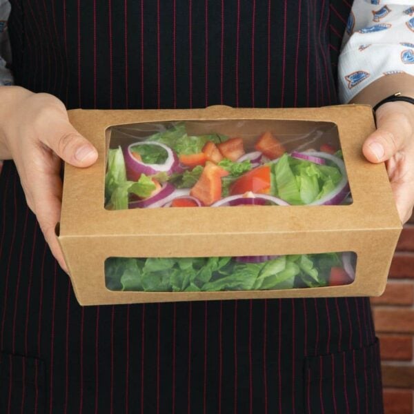 Fiesta Compostable Salad Boxes with PLA Windows 1600ml (Pack of 200) - Image 5